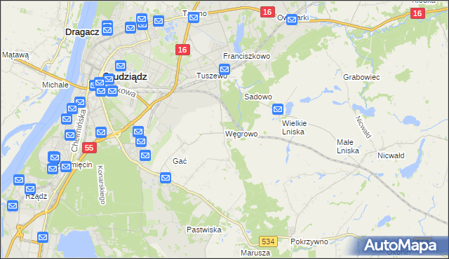 mapa Węgrowo, Węgrowo na mapie Targeo