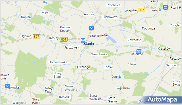 mapa Wesołówka gmina Stanin, Wesołówka gmina Stanin na mapie Targeo