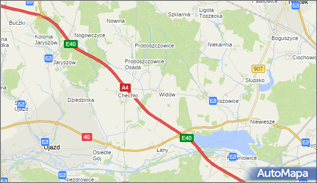 mapa Widów gmina Rudziniec, Widów gmina Rudziniec na mapie Targeo