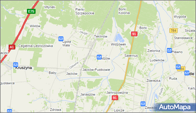 mapa Widzów, Widzów na mapie Targeo