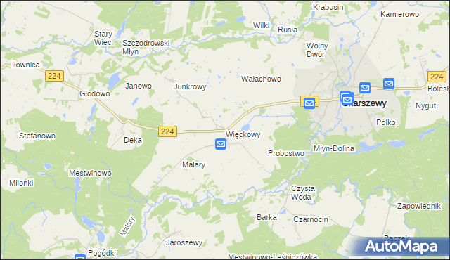 mapa Więckowy, Więckowy na mapie Targeo