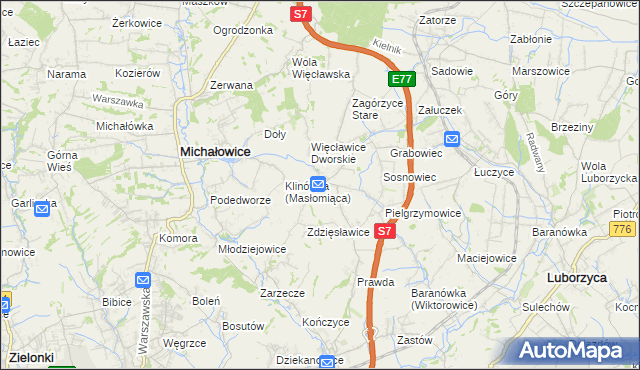 mapa Więcławice Stare, Więcławice Stare na mapie Targeo