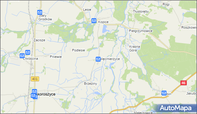 mapa Więcmierzyce, Więcmierzyce na mapie Targeo