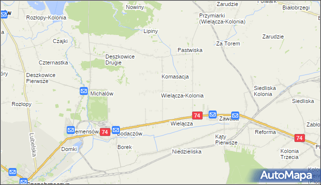 mapa Wielącza-Kolonia, Wielącza-Kolonia na mapie Targeo