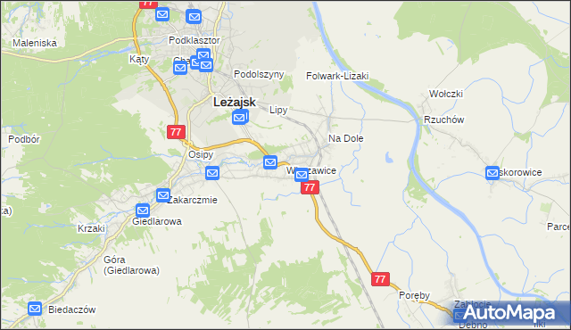 mapa Wierzawice, Wierzawice na mapie Targeo