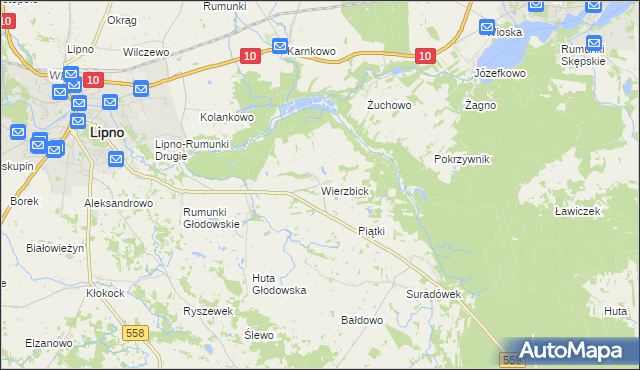mapa Wierzbick, Wierzbick na mapie Targeo