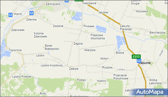 mapa Wierzbie gmina Łabunie, Wierzbie gmina Łabunie na mapie Targeo