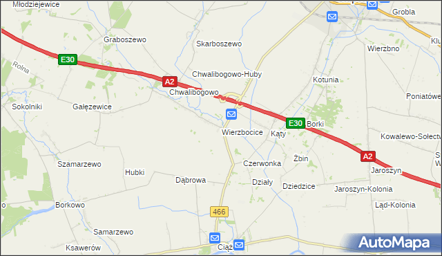 mapa Wierzbocice, Wierzbocice na mapie Targeo