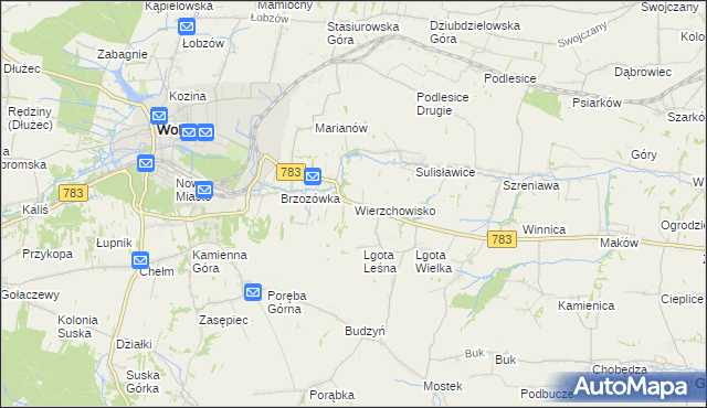 mapa Wierzchowisko gmina Wolbrom, Wierzchowisko gmina Wolbrom na mapie Targeo