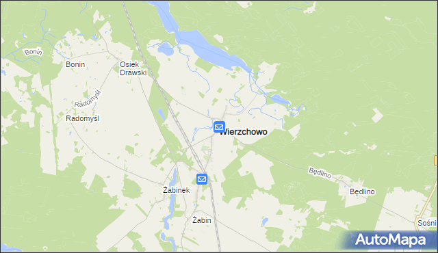 mapa Wierzchowo powiat drawski, Wierzchowo powiat drawski na mapie Targeo