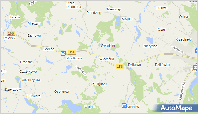 mapa Wiewiórki gmina Barlinek, Wiewiórki gmina Barlinek na mapie Targeo
