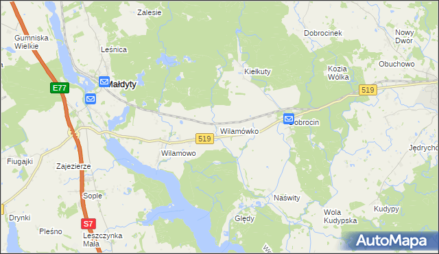mapa Wilamówko, Wilamówko na mapie Targeo