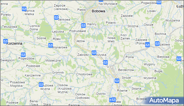 mapa Wilczyska gmina Bobowa, Wilczyska gmina Bobowa na mapie Targeo