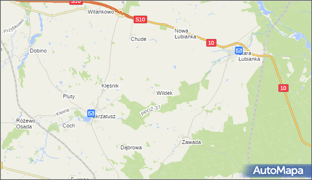 mapa Wildek gmina Szydłowo, Wildek gmina Szydłowo na mapie Targeo