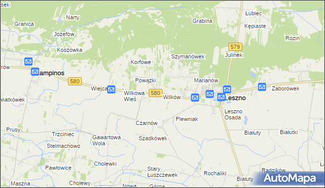 mapa Wilków gmina Leszno, Wilków gmina Leszno na mapie Targeo