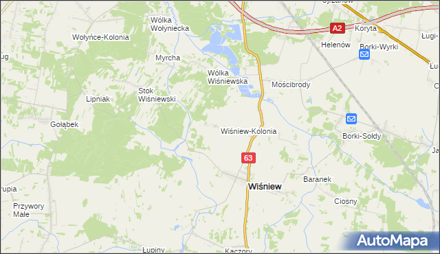 mapa Wiśniew-Kolonia, Wiśniew-Kolonia na mapie Targeo