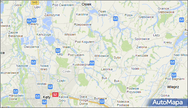 mapa Witkowice gmina Kęty, Witkowice gmina Kęty na mapie Targeo