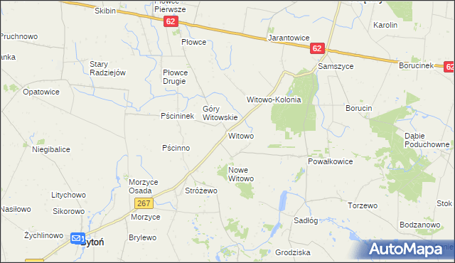 mapa Witowo gmina Bytoń, Witowo gmina Bytoń na mapie Targeo
