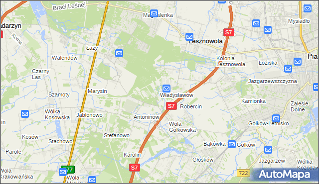 mapa Władysławów gmina Lesznowola, Władysławów gmina Lesznowola na mapie Targeo