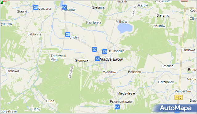 mapa Władysławów powiat turecki, Władysławów powiat turecki na mapie Targeo