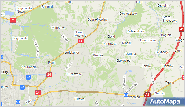 mapa Wódka gmina Nowosolna, Wódka gmina Nowosolna na mapie Targeo