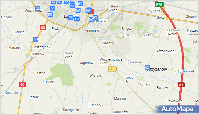 mapa Wojciechowice Duże, Wojciechowice Duże na mapie Targeo