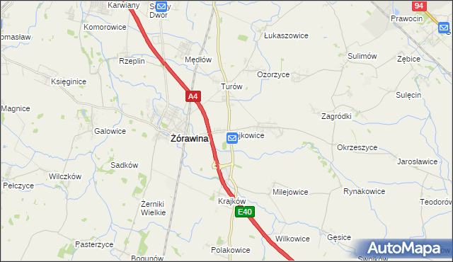 mapa Wojkowice gmina Żórawina, Wojkowice gmina Żórawina na mapie Targeo