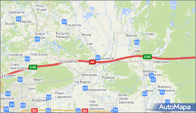 mapa Wokowice, Wokowice na mapie Targeo