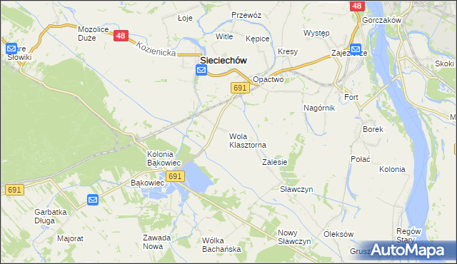 mapa Wola Klasztorna, Wola Klasztorna na mapie Targeo