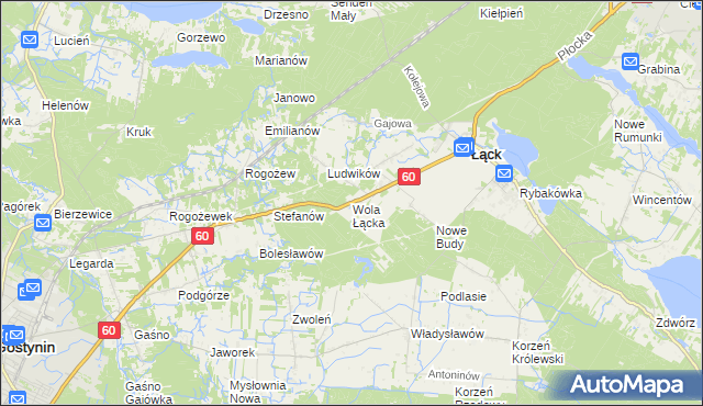 mapa Wola Łącka, Wola Łącka na mapie Targeo