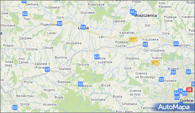mapa Wola Łużańska, Wola Łużańska na mapie Targeo