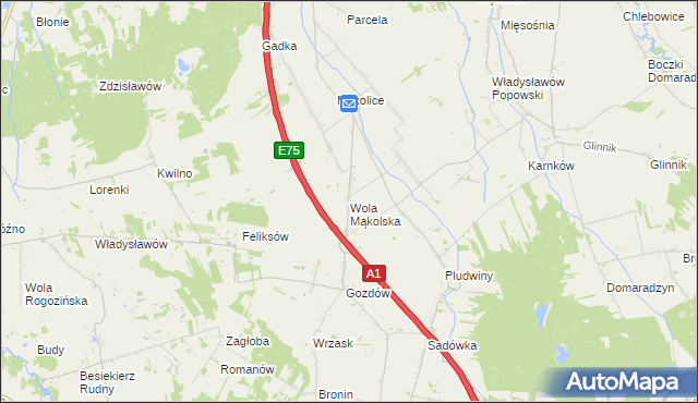 mapa Wola Mąkolska, Wola Mąkolska na mapie Targeo