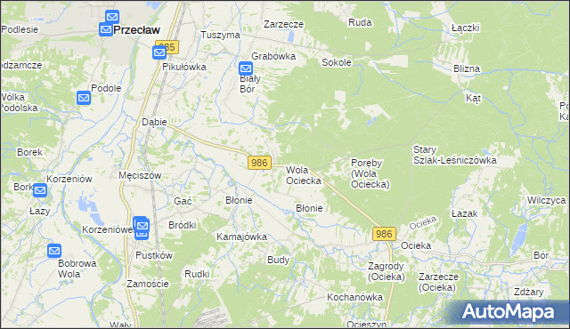 mapa Wola Ociecka, Wola Ociecka na mapie Targeo