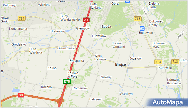 mapa Wola Rakowa, Wola Rakowa na mapie Targeo