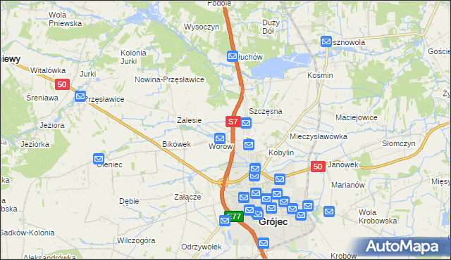 mapa Wola Worowska, Wola Worowska na mapie Targeo