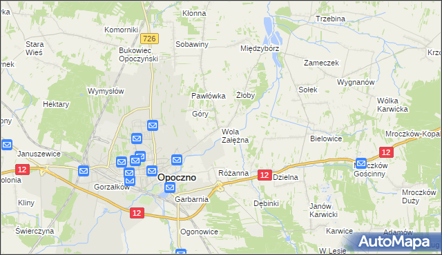 mapa Wola Załężna, Wola Załężna na mapie Targeo