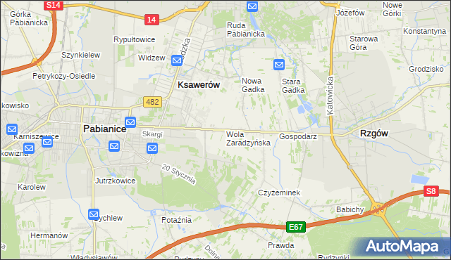 mapa Wola Zaradzyńska, Wola Zaradzyńska na mapie Targeo