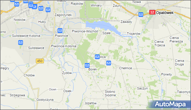 mapa Wolica gmina Godziesze Wielkie, Wolica gmina Godziesze Wielkie na mapie Targeo