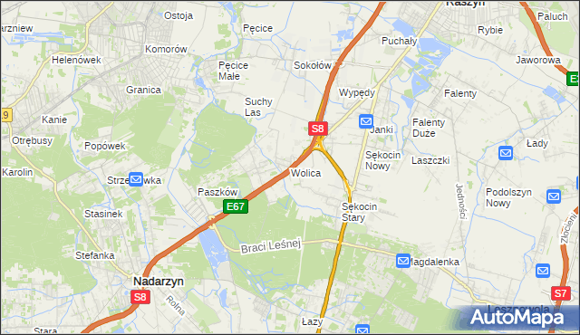 mapa Wolica gmina Nadarzyn, Wolica gmina Nadarzyn na mapie Targeo