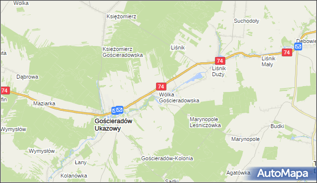 mapa Wólka Gościeradowska, Wólka Gościeradowska na mapie Targeo