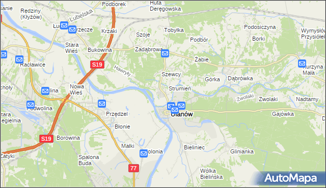 mapa Wólka Tanewska, Wólka Tanewska na mapie Targeo