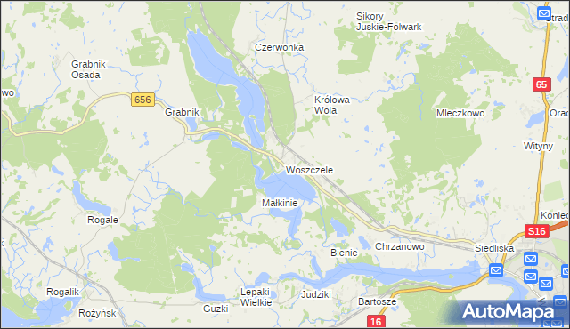 mapa Woszczele, Woszczele na mapie Targeo