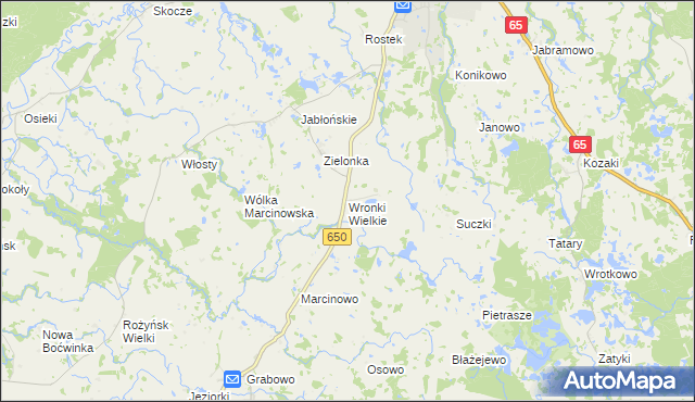 mapa Wronki Wielkie, Wronki Wielkie na mapie Targeo