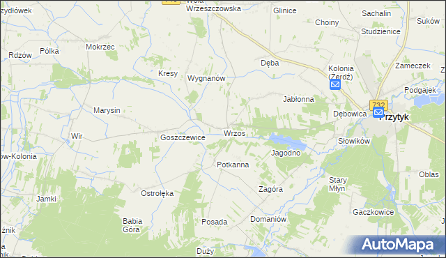 mapa Wrzos, Wrzos na mapie Targeo