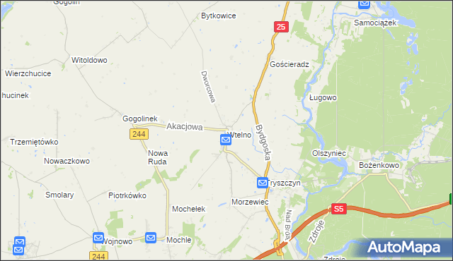 mapa Wtelno, Wtelno na mapie Targeo