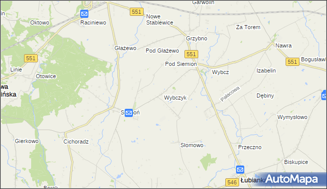 mapa Wybczyk, Wybczyk na mapie Targeo