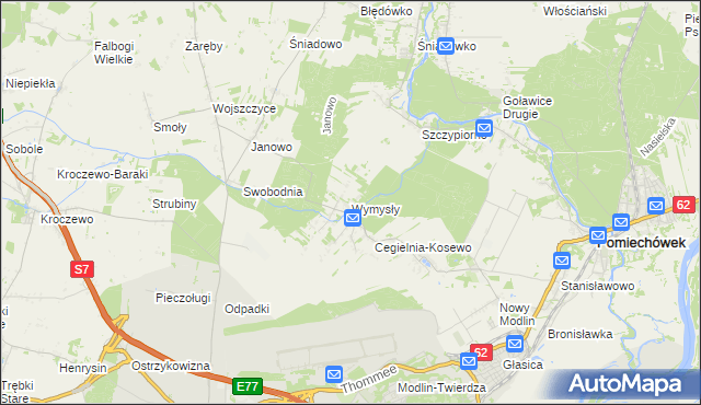 mapa Wymysły gmina Pomiechówek, Wymysły gmina Pomiechówek na mapie Targeo