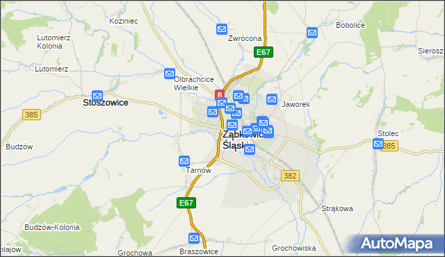 mapa Ząbkowice Śląskie, Ząbkowice Śląskie na mapie Targeo