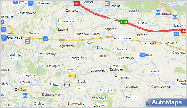 mapa Zabłocie gmina Biskupice, Zabłocie gmina Biskupice na mapie Targeo