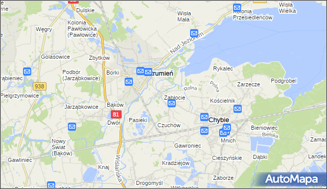 mapa Zabłocie gmina Strumień, Zabłocie gmina Strumień na mapie Targeo